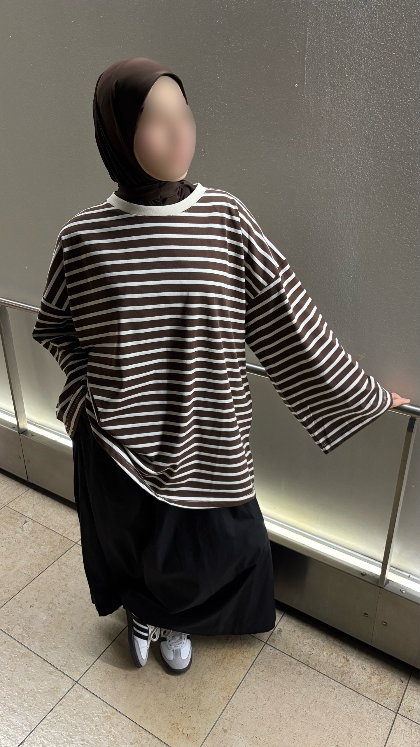 T-shirt Yara – Marron rayé blanc